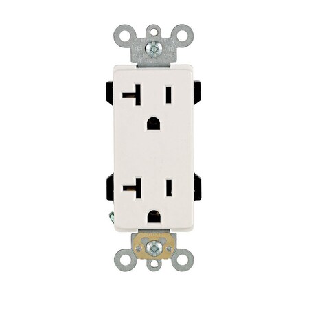 Leviton Straight Blade Receptacle, 5-20R, 20 A, 125V AC, 2 Pole, 3 Wire, Flush Mount, Self-Grounded 16352-0WS